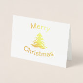 ホイルメリークリスマスツリー - クリスマス折りたたみカード 箔カード (正面)