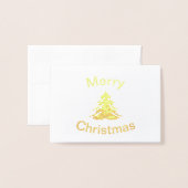 ホイルメリークリスマスツリー–3x5クリスマスフォールディングカード 箔カード (封筒付き正面)