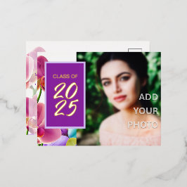 ホイルモダンスタイリッシュ卒業招待状はがき 箔招待状ポストカード