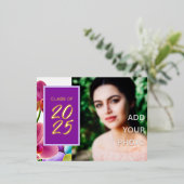 ホイルモダンスタイリッシュ卒業招待状はがき 箔招待状ポストカード (立ち正面)