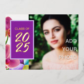 ホイルモダンスタイリッシュ卒業招待状はがき 箔招待状ポストカード (正面)