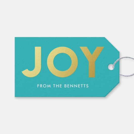 ホイルモダンフェイクジョイ名クリスマス ギフトタグ (正面(横))