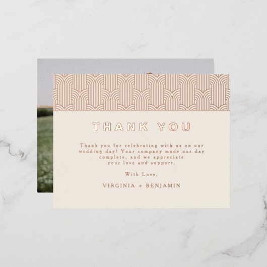 ホイルモダンフォトサンキューカード 箔招待状ポストカード (正面/裏面)