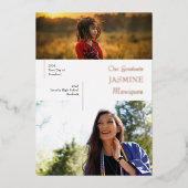 ホイルモダンホワイトその後/今卒業発表 箔招待状 (正面)