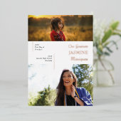 ホイルモダンホワイトその後/今卒業発表 箔招待状 (立ち正面)