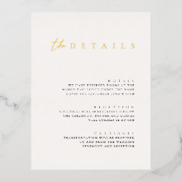 ホイルモダンホワイトの結婚詳細エンクロージャカード 箔シーズンポストカード