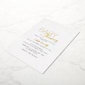 ホイルモダンミニマリスト白ベビーシャワー 箔招待状 (回転した状態)