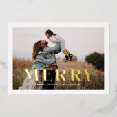 ホイルモダンミニマルメリーリストホリデーフォトカード 箔シーズンカード (正面)