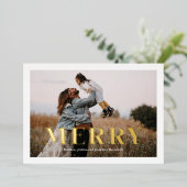 ホイルモダンミニマルメリーリストホリデーフォトカード 箔シーズンカード (立ち正面)