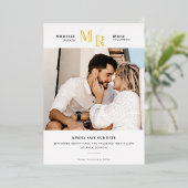 ホイルモダンモノグラミニマルム写真保存日 箔招待状 (立ち正面)