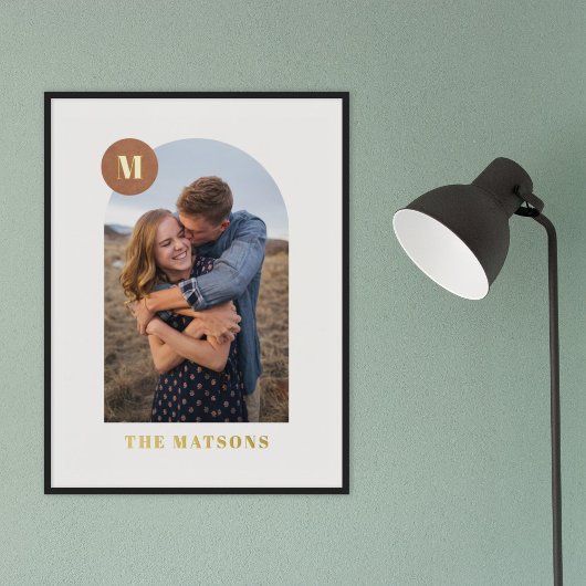 ホイルモダンモノグラムアーチフレームフォトアートプリント 箔ポスター