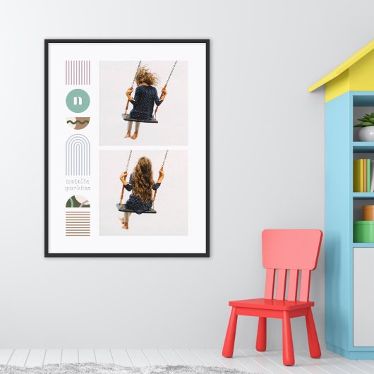 ホイルモダンレインボーモノグラムフォトコラージュアート 箔ポスター