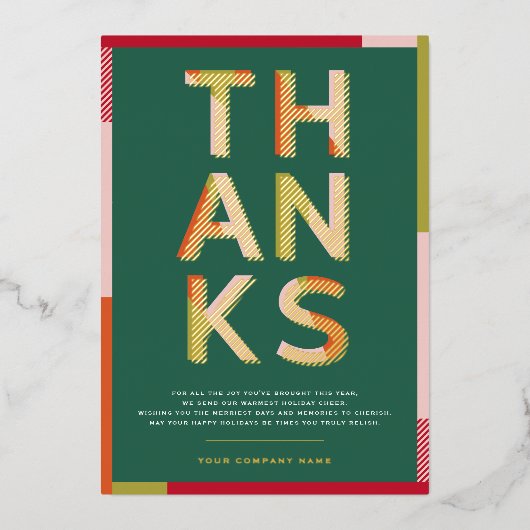 ホイルモダン感謝してい企業のホリデーカード 箔シーズンカード (正面)