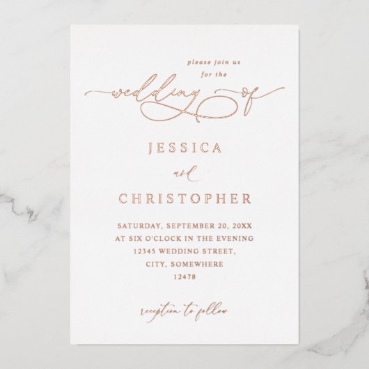 ホイルモダン書道結婚3号 箔招待状 (正面)