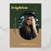 ホイルユニークラウンドフォト卒業発表 箔招待状 (正面)