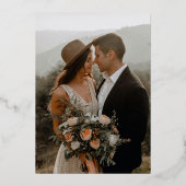 ホイルユーカリ金ゴールドモノグラム結婚フォト 箔招待状 (裏面)