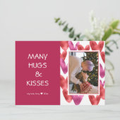 ホイルレッドピンクハートパターンバレンタインフォトカード 招待状 (スタンド正面)