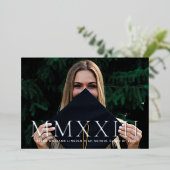 ホイルローマ数字写真の卒業発表 箔招待状 (立ち正面)