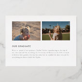 ホイルローマ数字写真の卒業発表 箔招待状 (裏面)