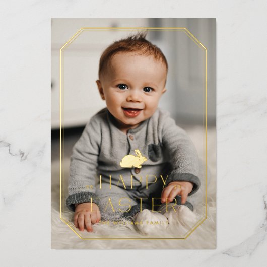 ホイルヴィンテージバニーフレームイースターフォトカード 箔シーズンカード (正面)