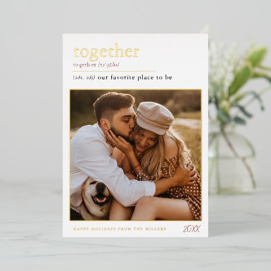 ホイル一緒に辞書クリスマスホリデーフォト 箔シーズンカード (立ち正面)