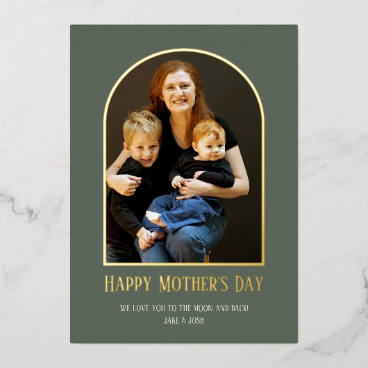 ホイル付き母の日フォトカ実在ード 箔招待状 (正面)