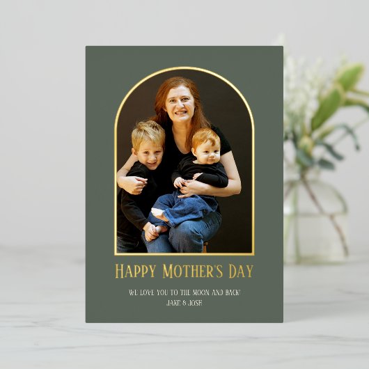 ホイル付き母の日フォトカ実在ード 箔招待状 (立ち正面)