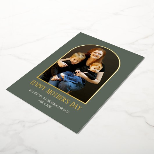 ホイル付き母の日フォトカ実在ード 箔招待状 (回転した状態)