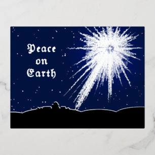 ホイル付きPeace on Earthクリスマスポストカード 箔シーズンポストカード