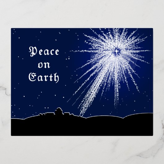 ホイル付きPeace on Earthクリスマスポストカード 箔シーズンポストカード (正面)