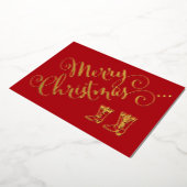 ホイル加工カウボーイブーツ クリスマスカード 箔シーズンカード (回転した状態)