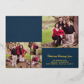 ホイル実在クリスチャン聖句ブルークリスマス写真 箔シーズンカード (正面)