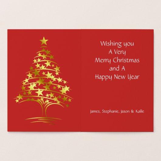 ホイル実在クリスマスツリーオブスターズホリデーグリーティング 箔カード (内部)