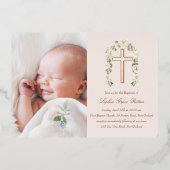 ホイル実在クロスバプテスマ招待状ホイル招待状 箔招待状 (正面)