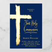 ホイル実在クロスファースト聖餐式 箔招待状 (正面)