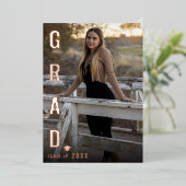 ホイル実在グラード卒業写真の発表 箔招待状 (立ち正面)