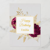 ホイル実在ゴールデンエレガントバラ誕生日カード 箔シーズンカード (正面)