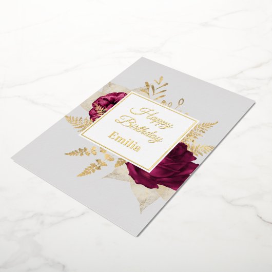 ホイル実在ゴールデンエレガントバラ誕生日カード 箔シーズンカード (回転した状態)