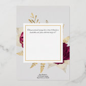 ホイル実在ゴールデンエレガントバラ誕生日カード 箔シーズンカード (裏面)