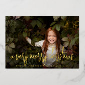 ホイル実在ススクリプト&スタークリスマスホリデーフォト 箔シーズンカード (正面)