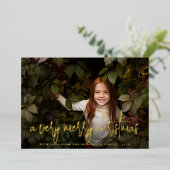 ホイル実在ススクリプト&スタークリスマスホリデーフォト 箔シーズンカード (立ち正面)