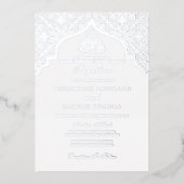 ホイル実在ス・シルバー・マジ結婚ド 箔招待状 (正面)