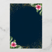 ホイル実在トロピカルパイナップルフローラルアウ（ハワイ式宴会）バラ金ゴールド 箔招待状 (裏面)