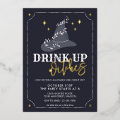 ホイル実在ドリンクのウィッチハローウィンパーティ招待状 箔シーズンカード (正面)