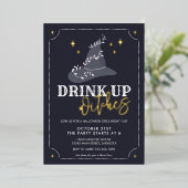 ホイル実在ドリンクのウィッチハローウィンパーティ招待状 箔シーズンカード (立ち正面)