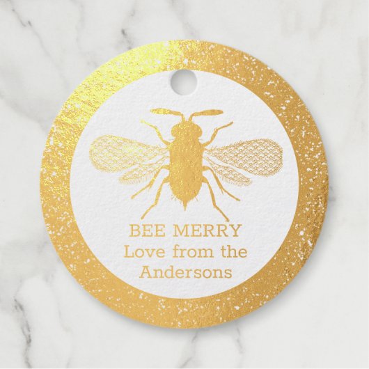 ホイル実在ハニーBEEメリークリスマスの贈り物が好き フェイバータグ (正面)