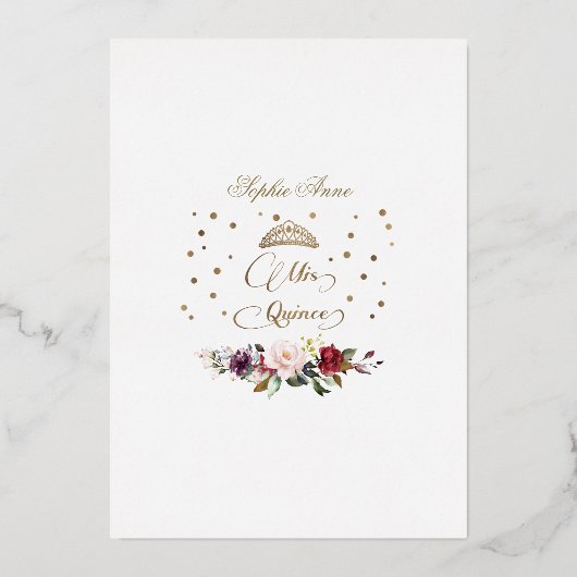 ホイル実在バルガンディフローラミクインスキンセアニラ 箔招待状 (裏面)