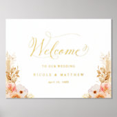 ホイル実在ピーチフローラ結婚のウェルカムサイン 箔ポスター (正面)
