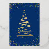 ホイル実在ブルー金ゴールドクリスマスフォトホリデーカード 箔招待状 (裏面)