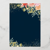 ホイル実在ブルー金ゴールドフローラサプライズ退職 箔招待状 (裏面)